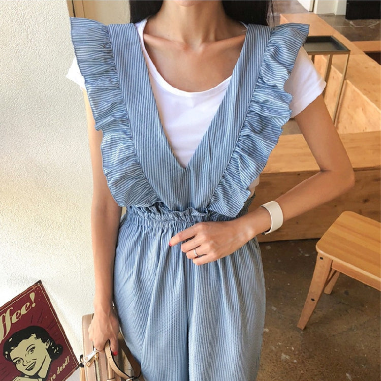 Ruffle Sleeve Long Romper