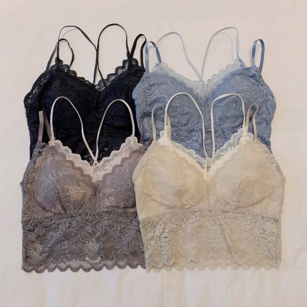 Lace Scallop Hem Cross Back Bralette