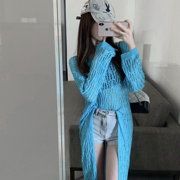 Knit Front Slit Pullover