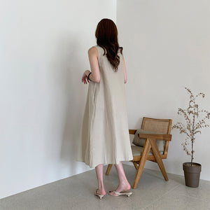 Sleeveless Cotton Linen Shift Dress