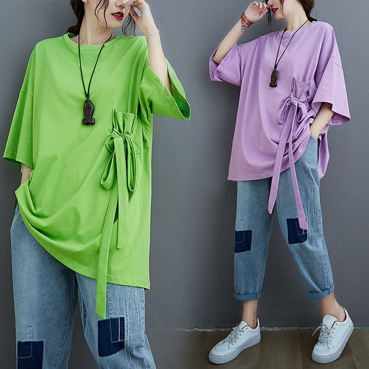 Side Ribbon Designer Oversized Tee