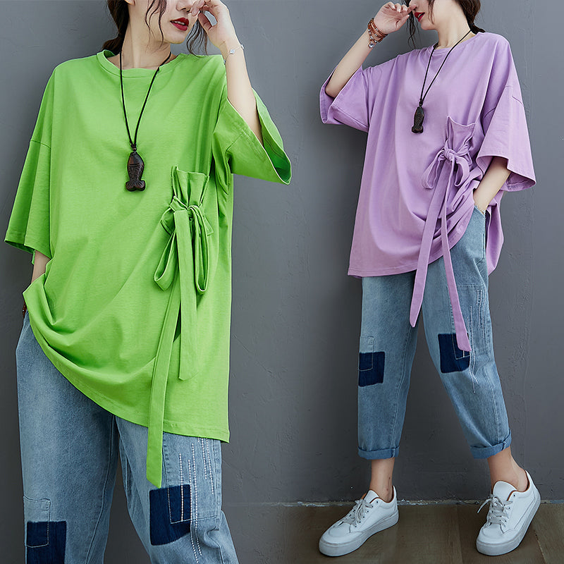 Side Ribbon Designer Oversized Tee