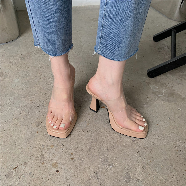 Julissa Transparent Platform Slip On Heels