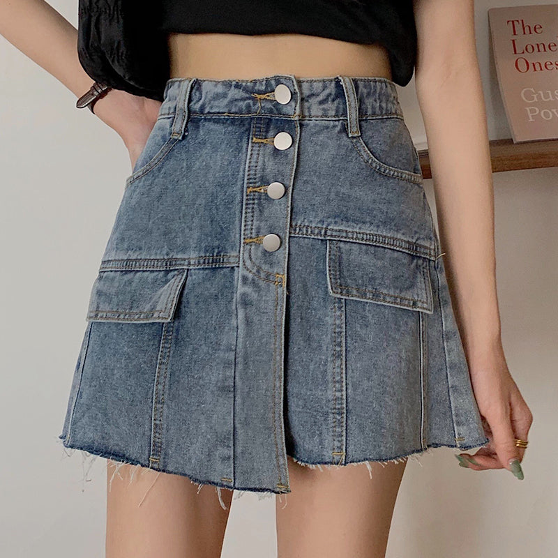 Button Down Denim Skort