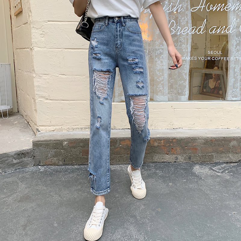 Ripped Casual High Waist Jeans