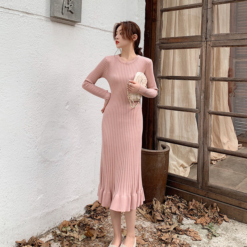 Pastel Hues Long Sleeve Knit Dress