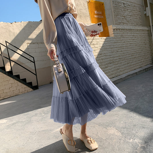 Layered Pleat Tulle Skirt