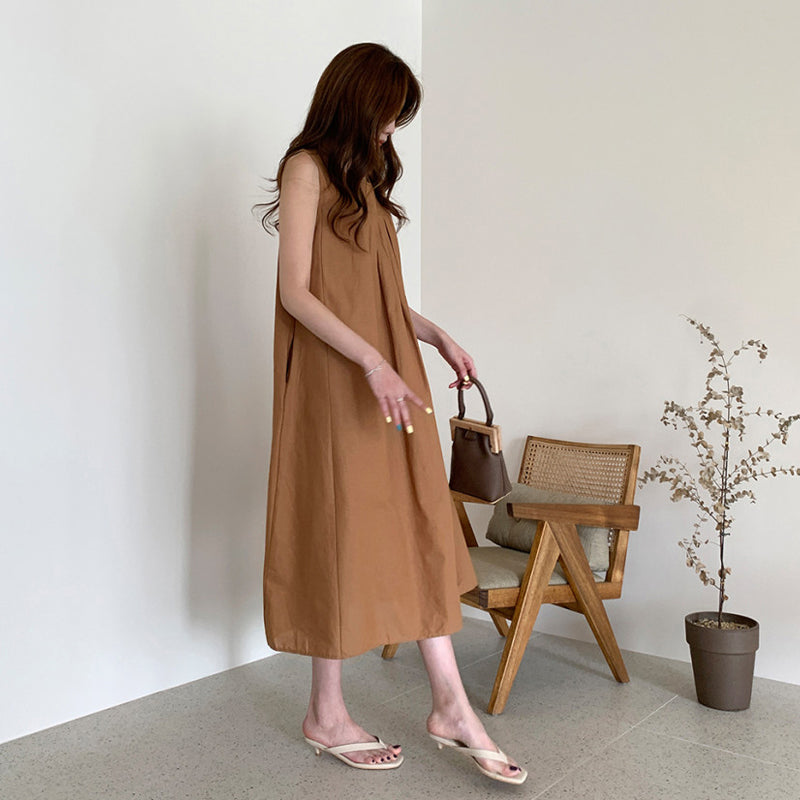 Sleeveless Cotton Linen Shift Dress