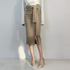Side Slit Mid Length High Waist Skirt