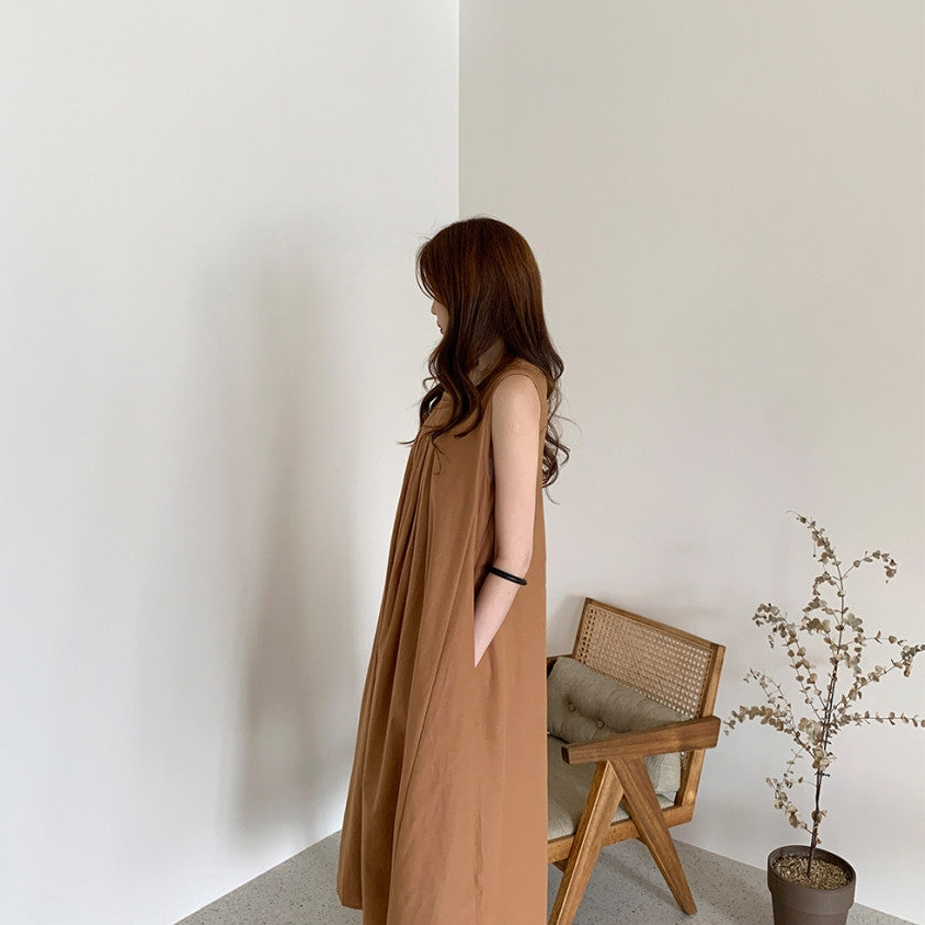 Sleeveless Cotton Linen Shift Dress