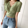 Twist Front Button Down Knit Top