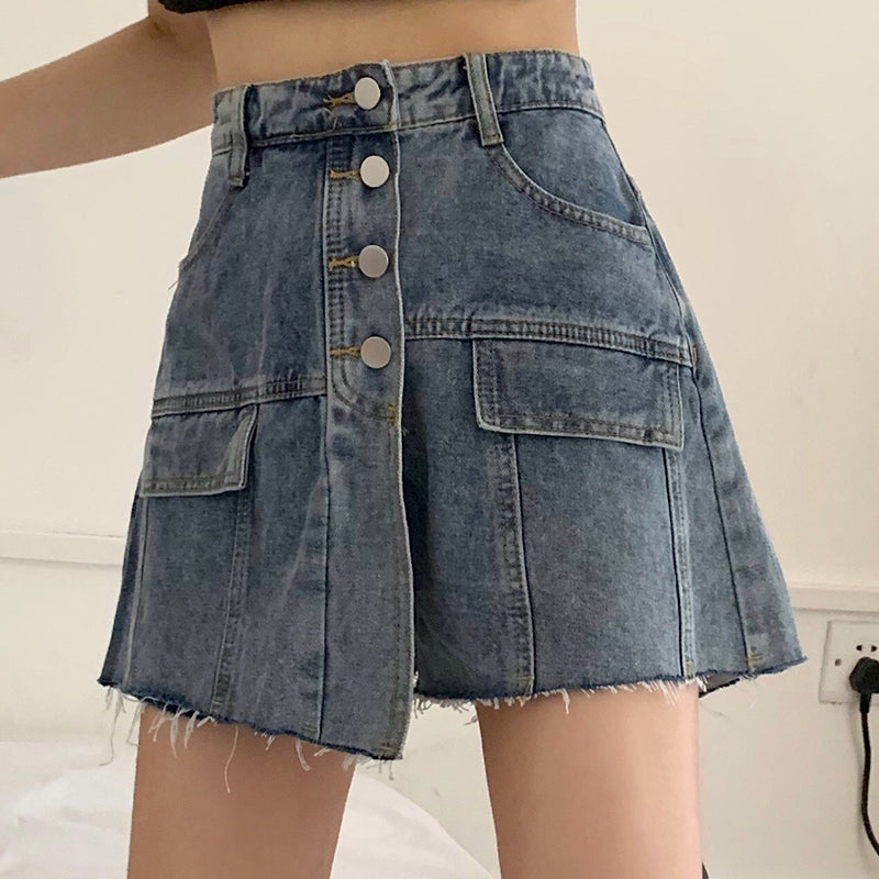 Button Down Denim Skort