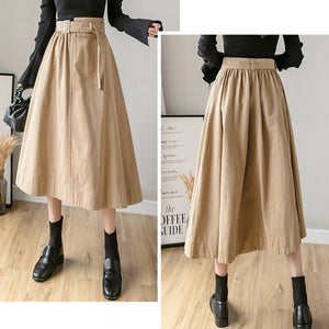 Mid Length High Waisted A-Line Skirt