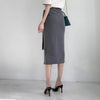 Side Slit Mid Length High Waist Skirt