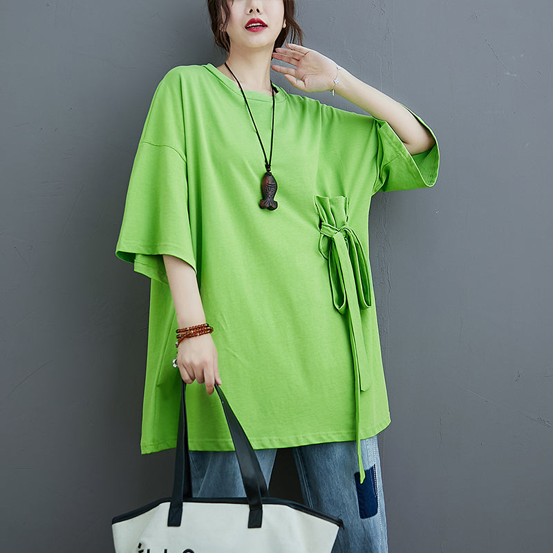 Side Ribbon Designer Oversized Tee