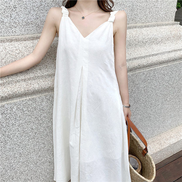 V-Neck Shoulder Knot Casual Dress