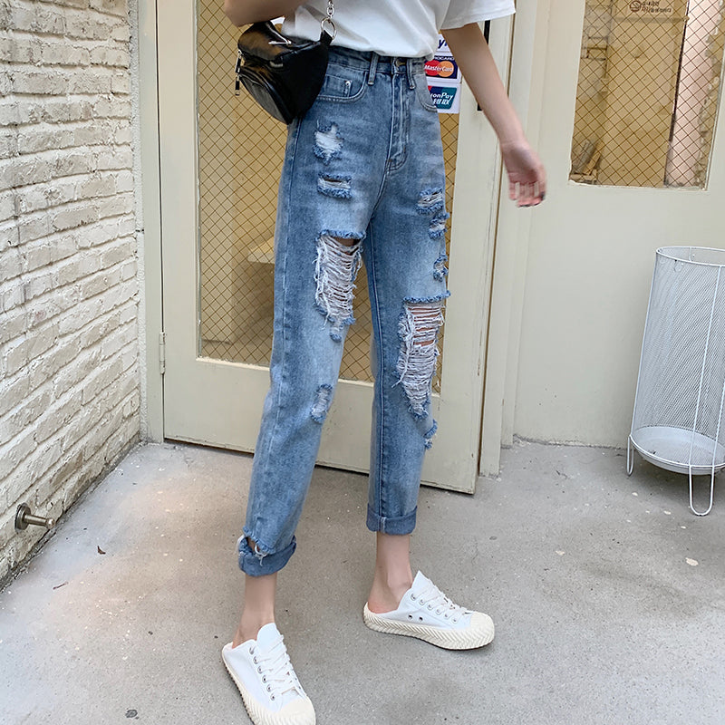 Ripped Casual High Waist Jeans