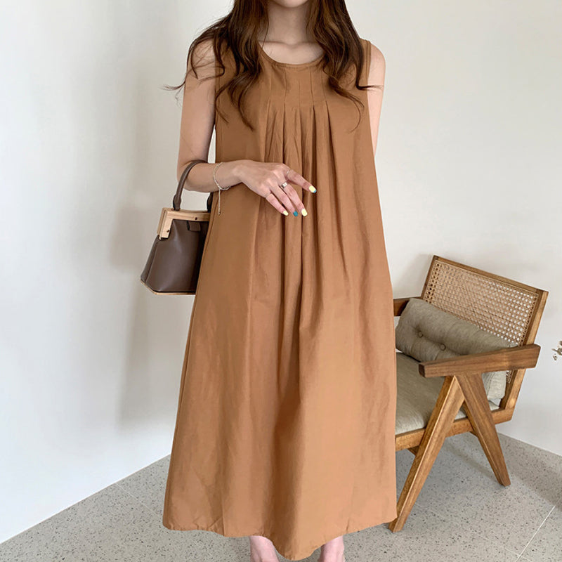 Sleeveless Cotton Linen Shift Dress