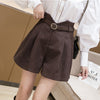 Belted Pleated High Waist Shorts