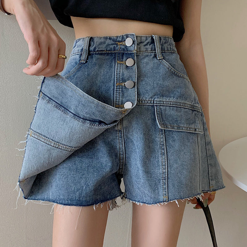 Button Down Denim Skort