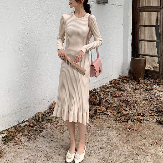 Pastel Hues Long Sleeve Knit Dress