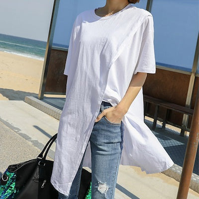 Split Bottom Mid Length Tee